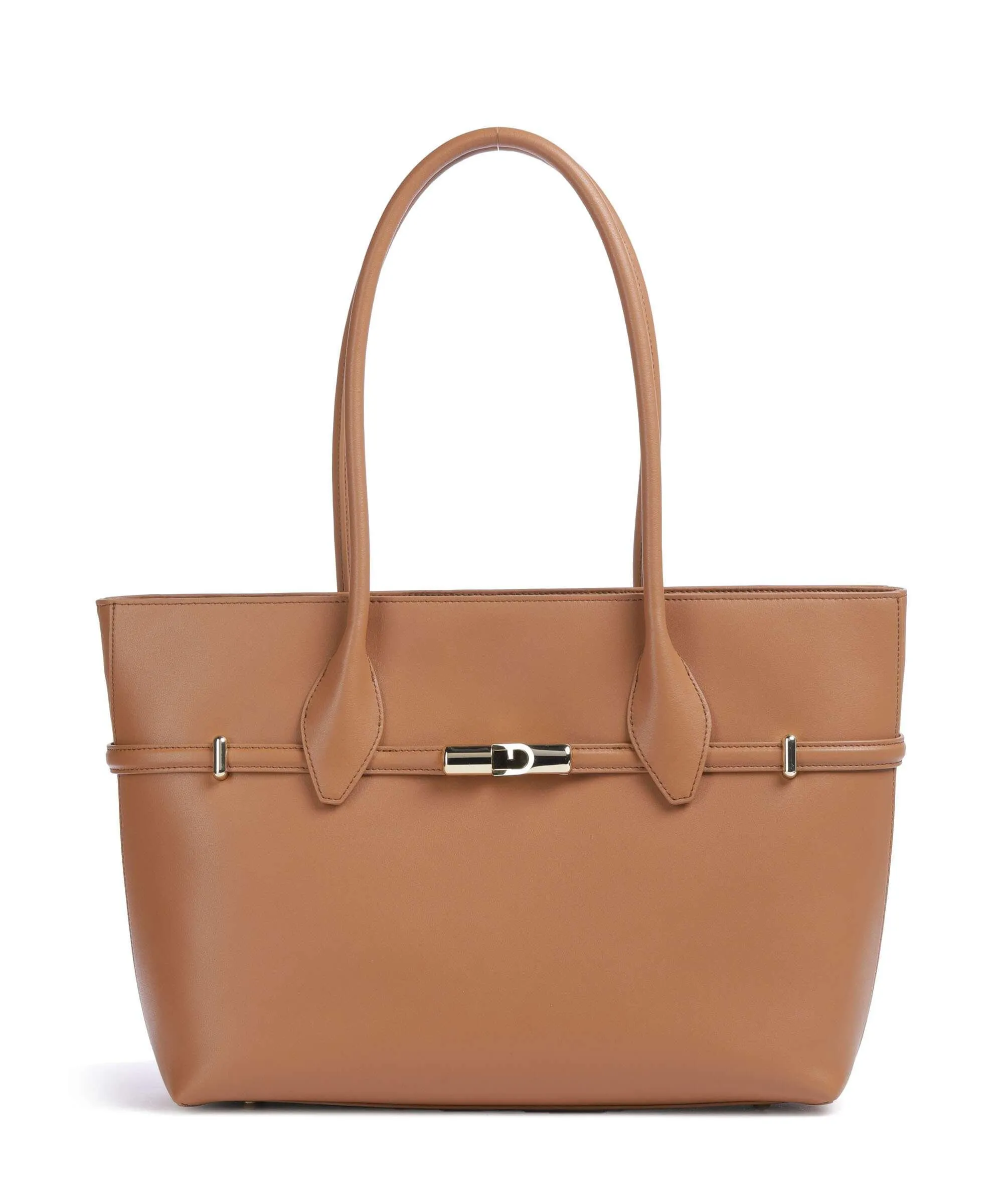  Furla Goccia L Borsa shopper pelle a grana fine marrone chiaro  
