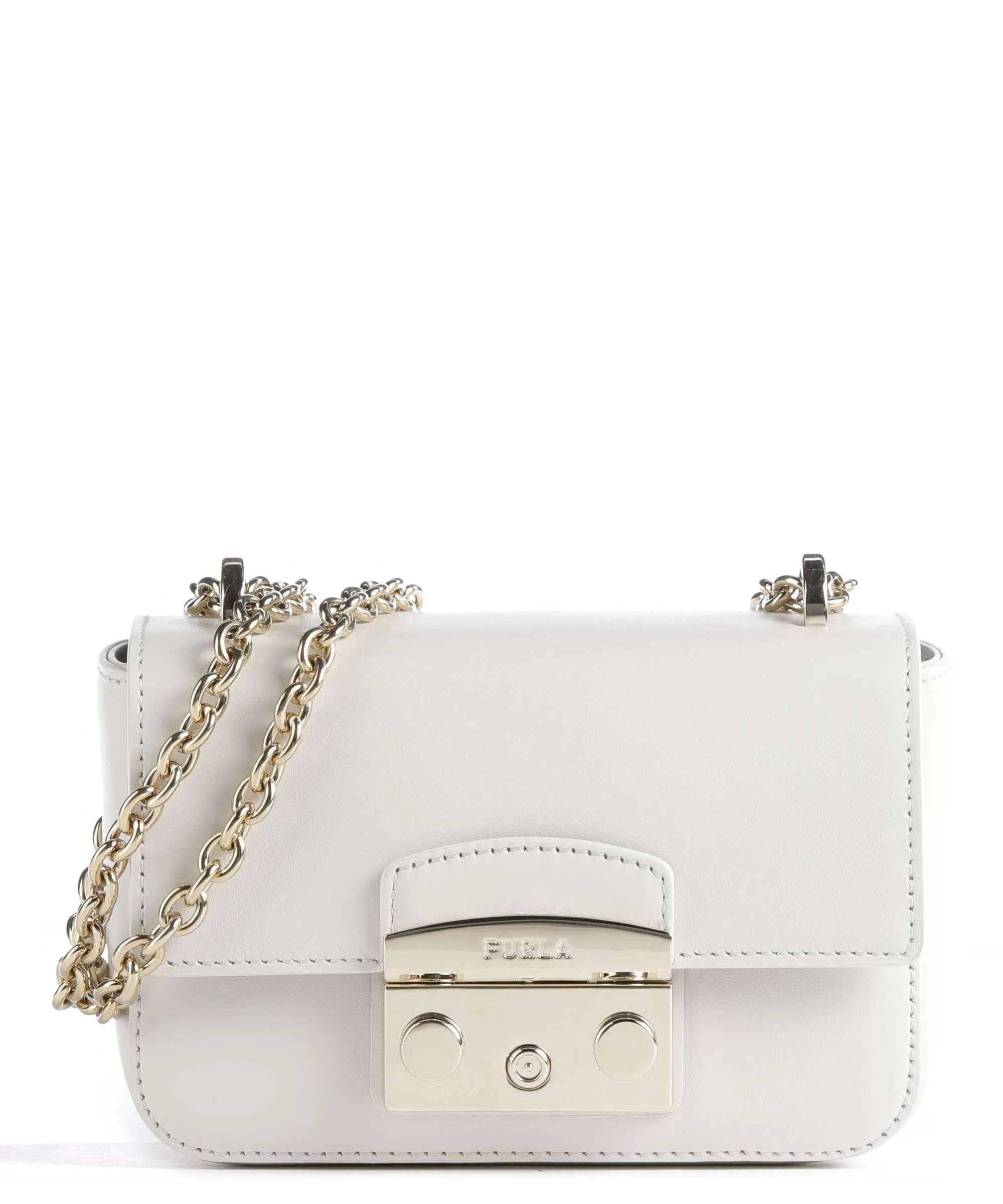  Furla Metropolis Mini Borsa a spalla pelle a grana fine avorio  