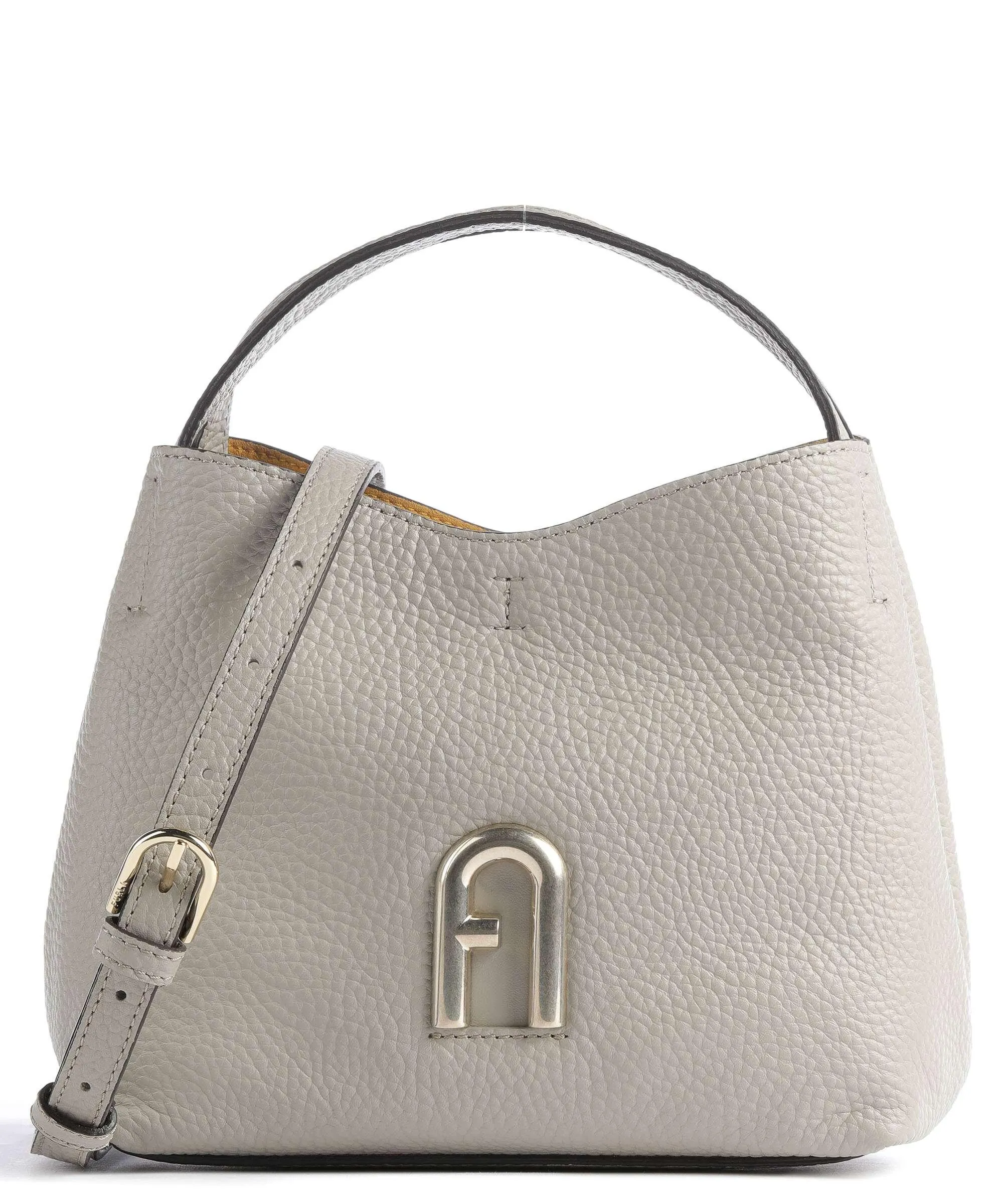  Furla Primula Mini Borsa a mano pelle granulata grigio chiaro  