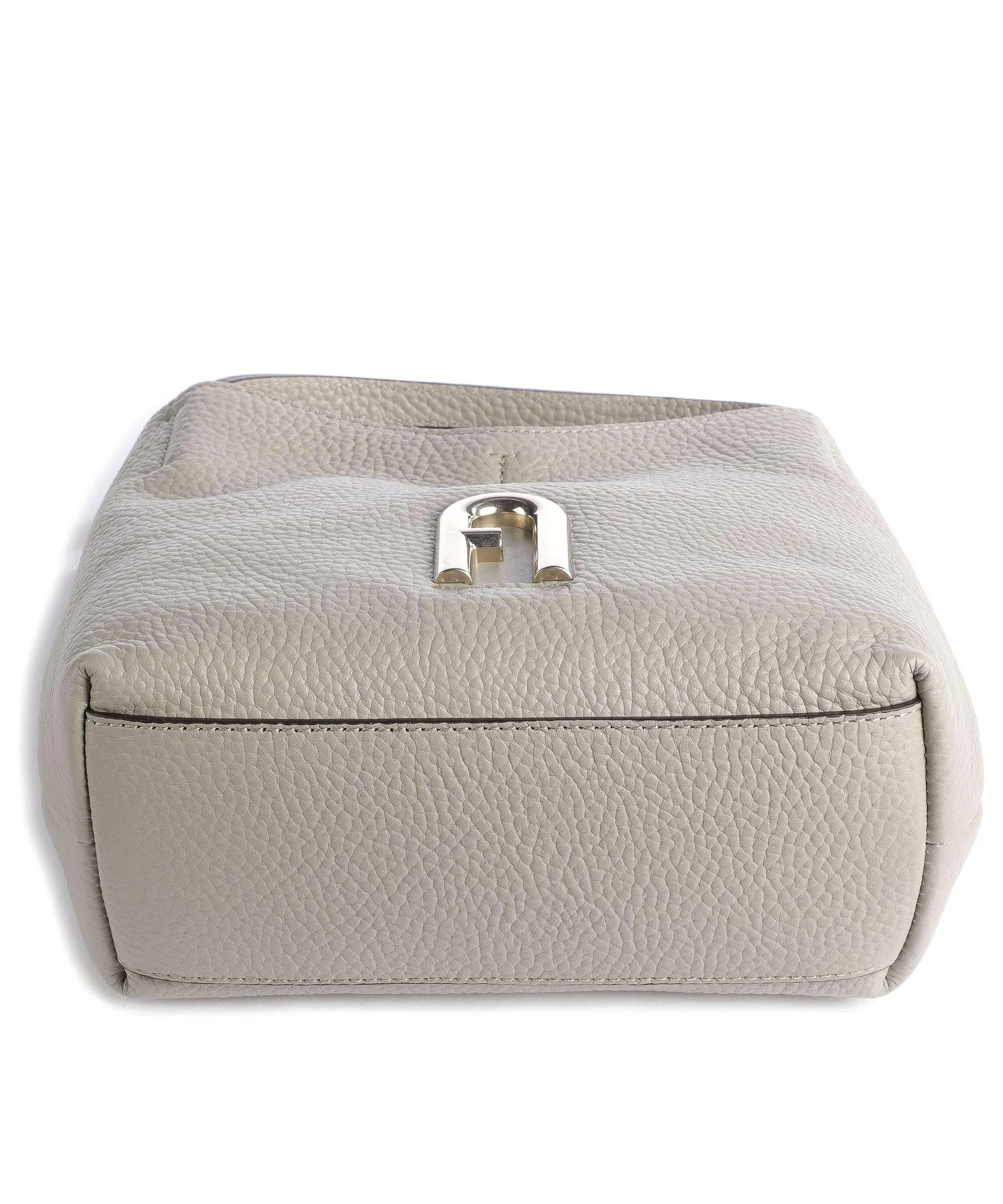  Furla Primula Mini Borsa a mano pelle granulata grigio chiaro  
