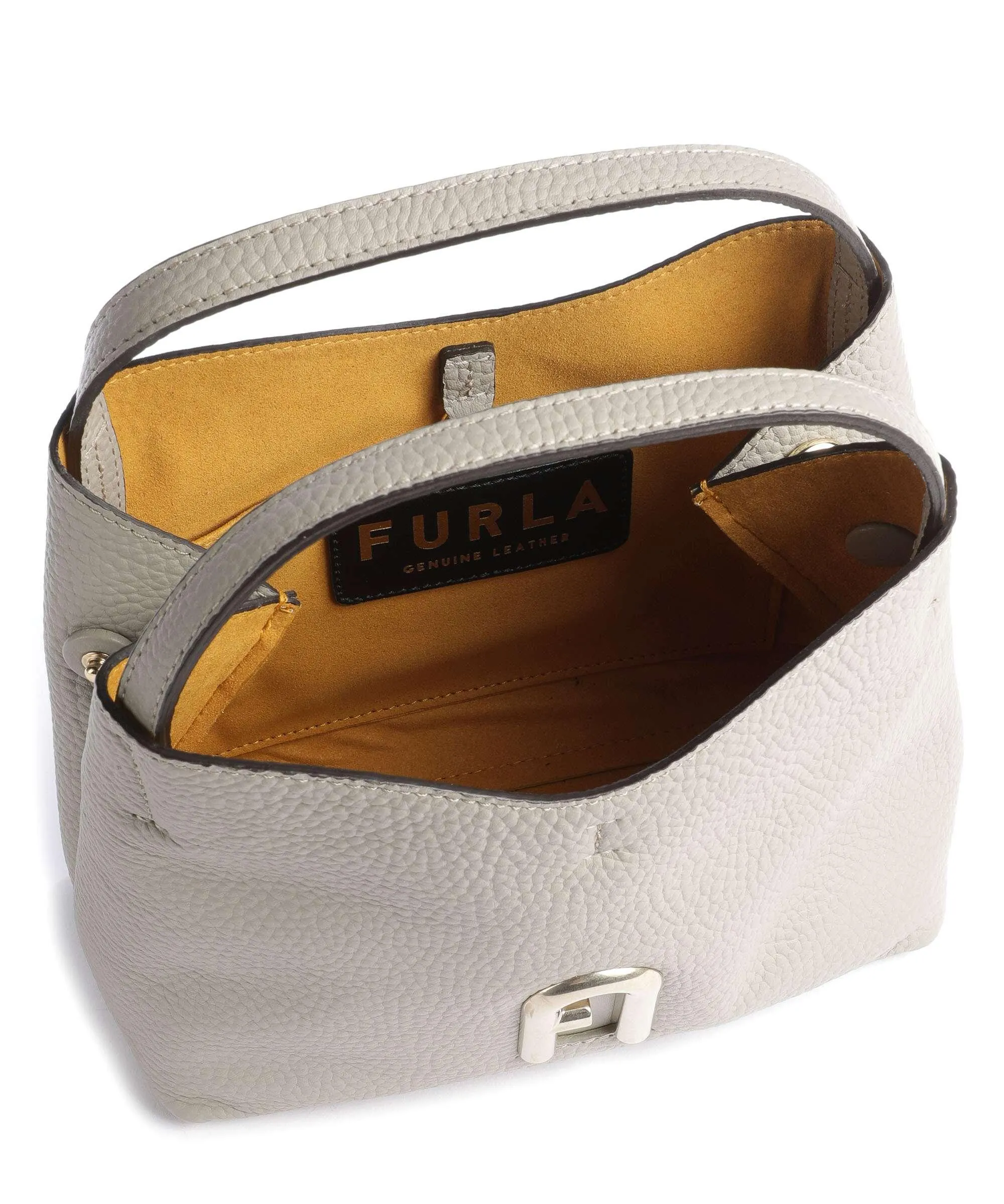  Furla Primula Mini Borsa a mano pelle granulata grigio chiaro  