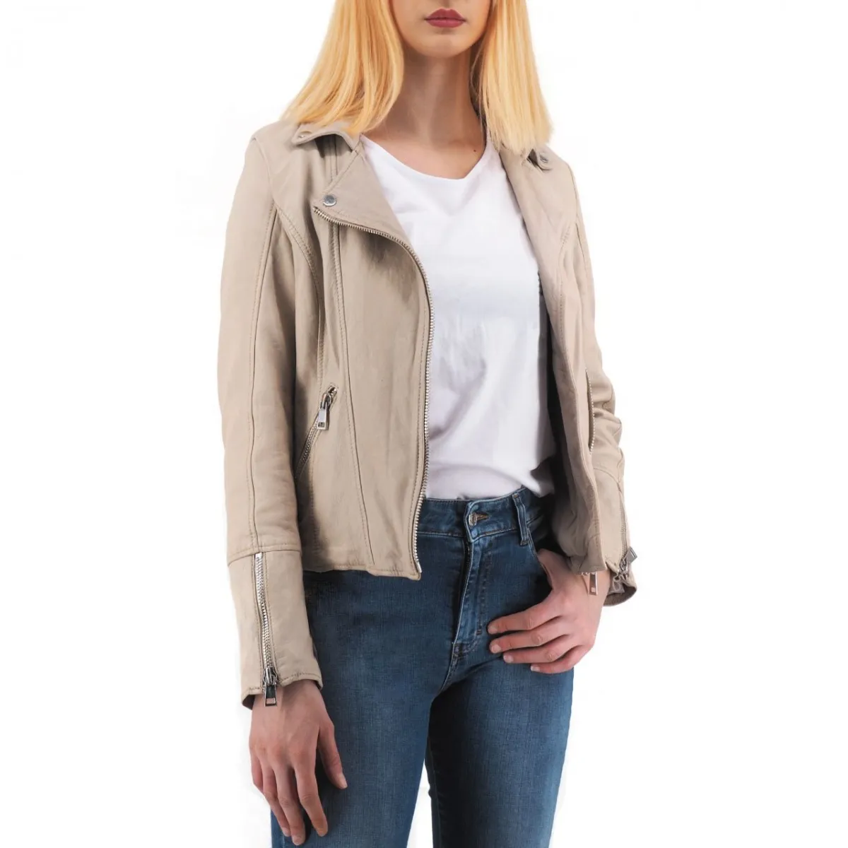Giacca Di Pelle, Beige