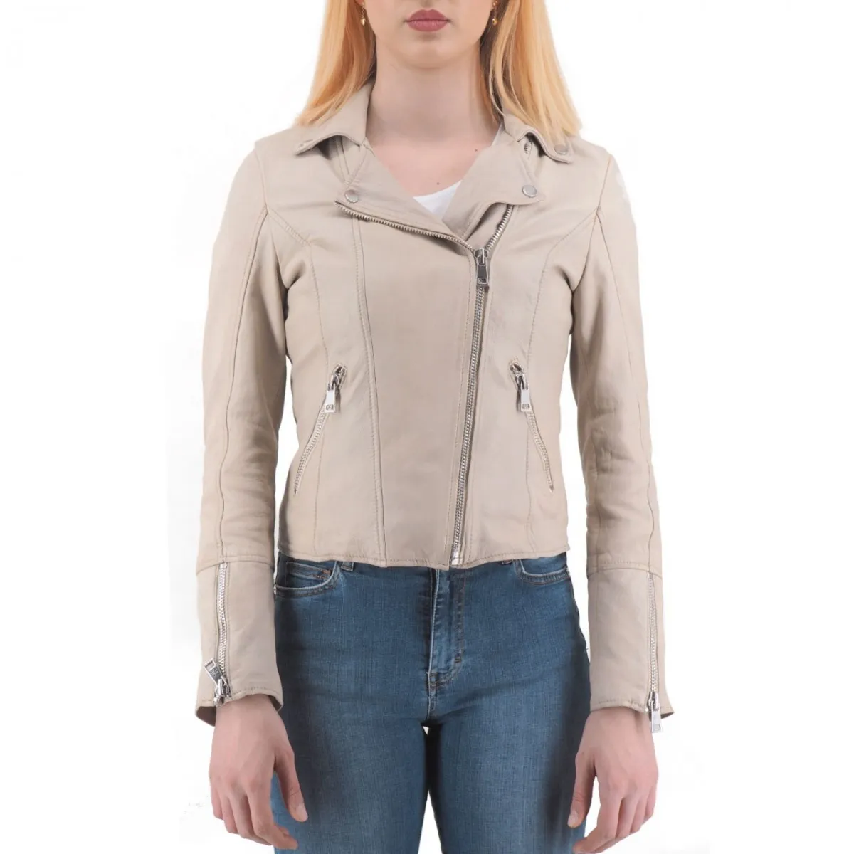 Giacca Di Pelle, Beige
