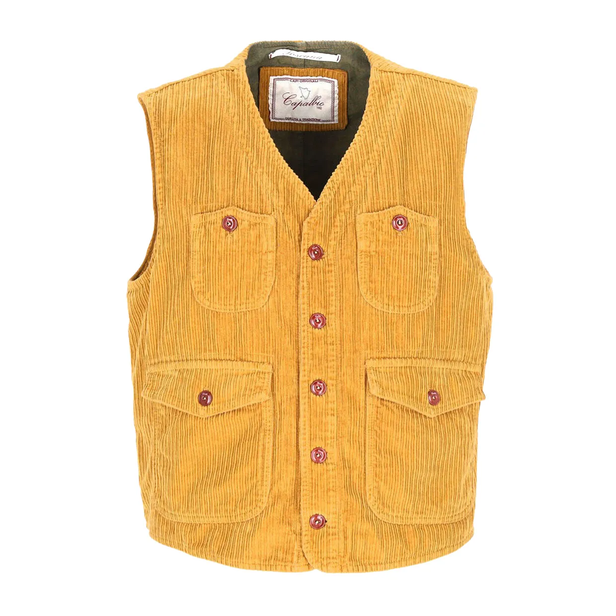 Gilet Capalbio Quattro Tasche Velluto Rocciatore Giallo Senape