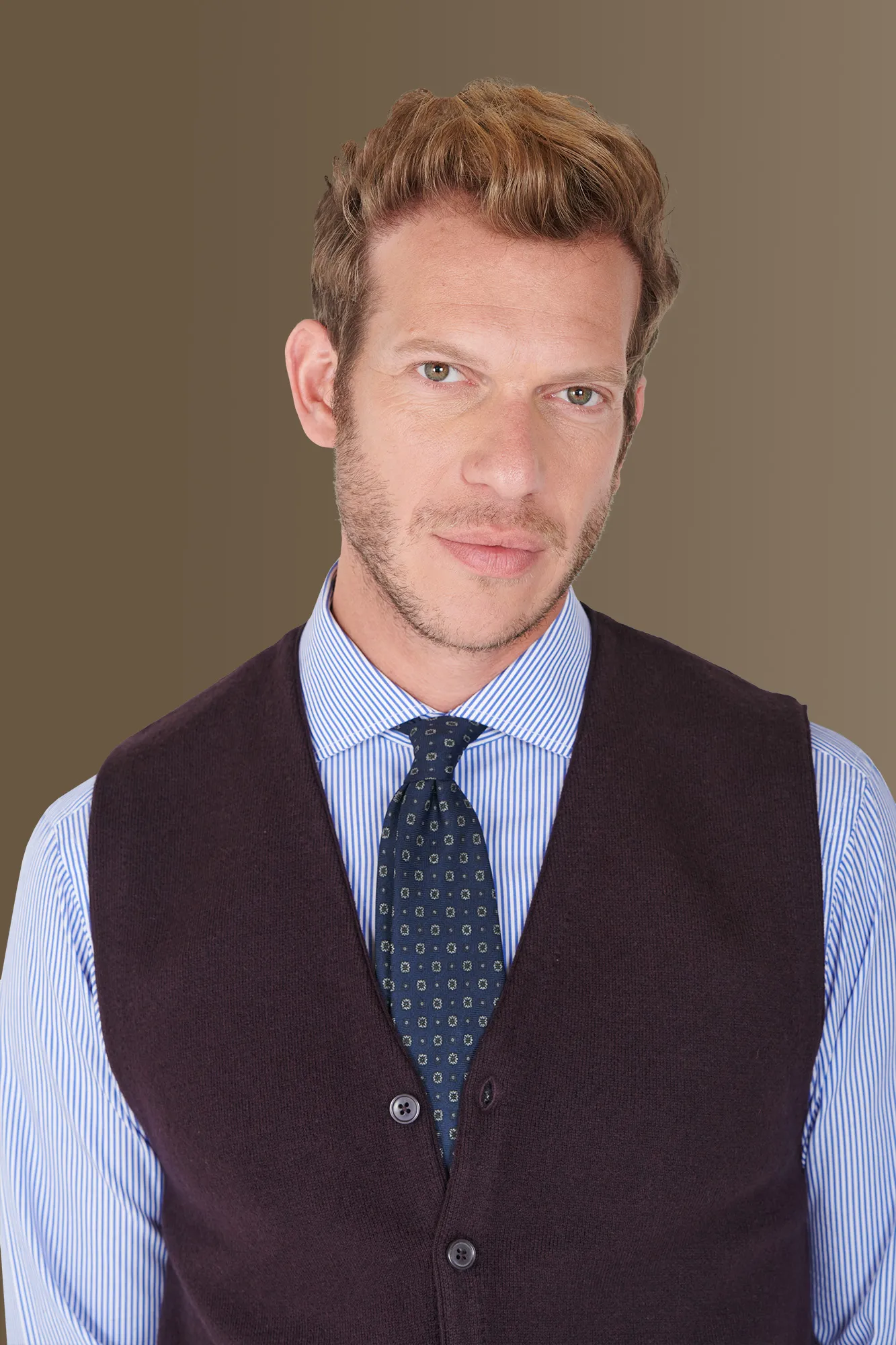 Gilet monopetto in maglia misto lana e cotone