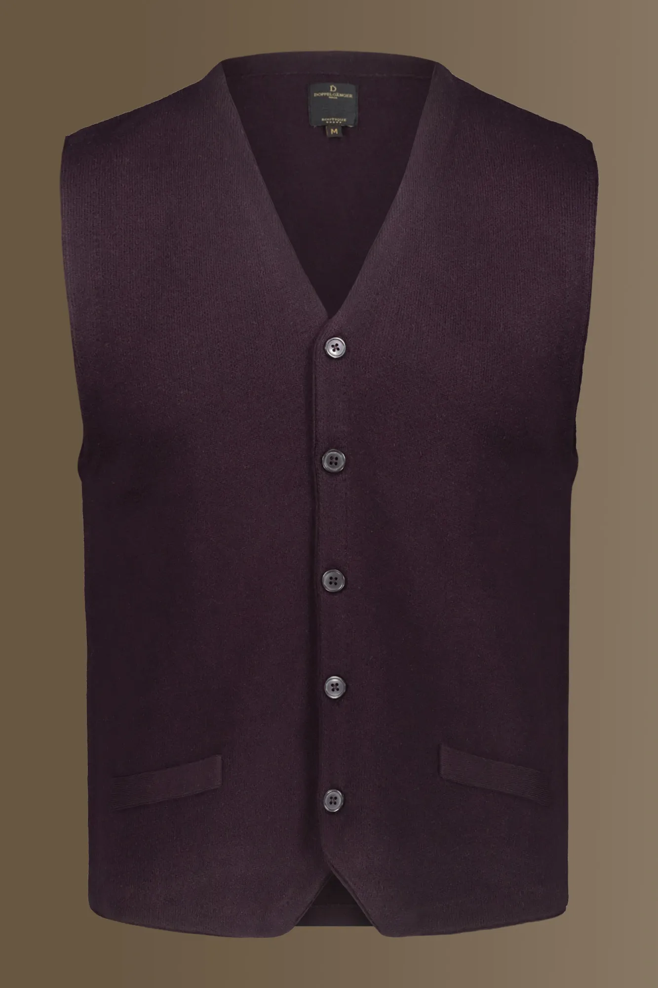 Gilet monopetto in maglia misto lana e cotone