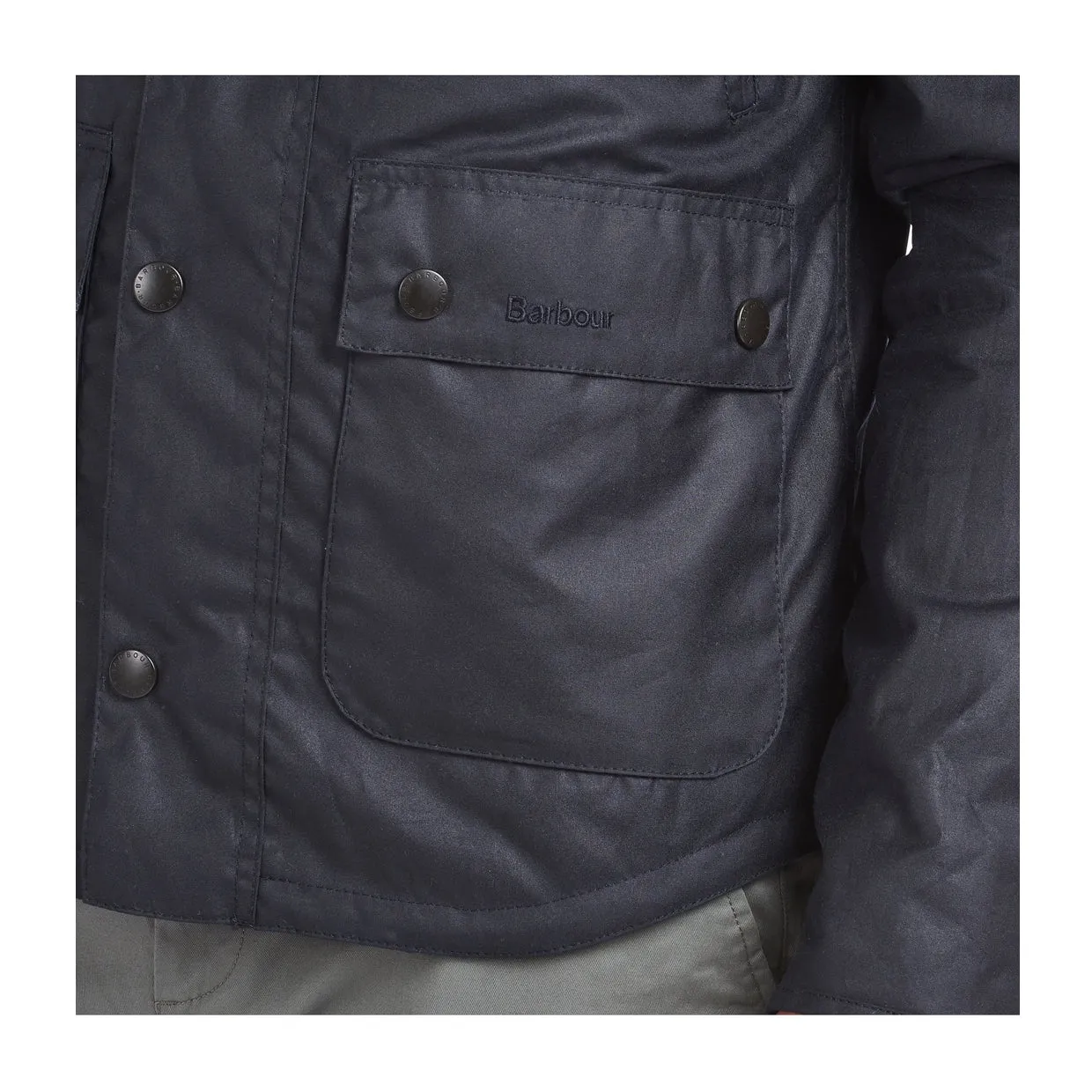 Giubbino Uomo Barbour Reelin Waxed Cotton Blu Navy