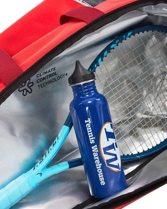 HEAD - Borsone da tennis rosso e nero 12 racchette con doppio sistema di trasporto e scomparto con controllo del clima          