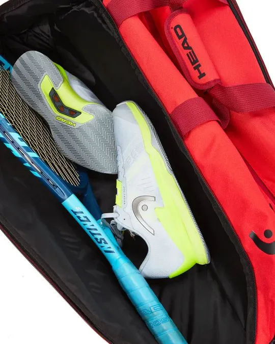 HEAD - Borsone da tennis rosso e nero 12 racchette con doppio sistema di trasporto e scomparto con controllo del clima          
