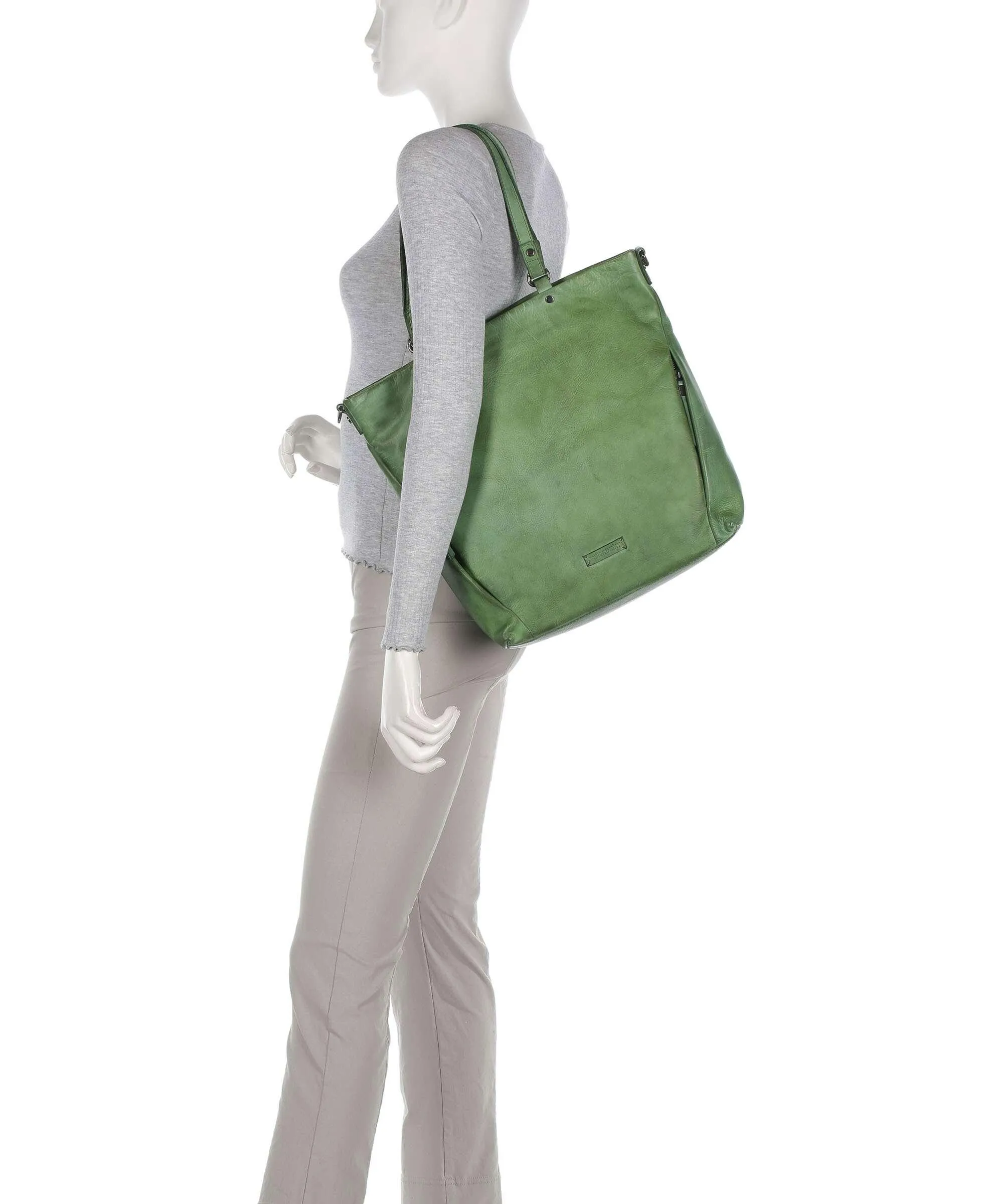  Jack Kinsky Nelson 6 Borsa shopper pelle granulata verde  