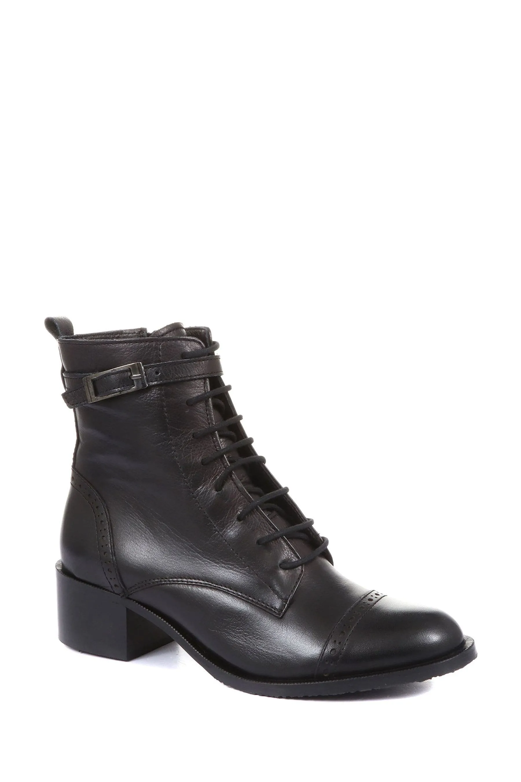 Jones Bootmaker - Madie - Nero alla caviglia in pelle con tacco - Stivali