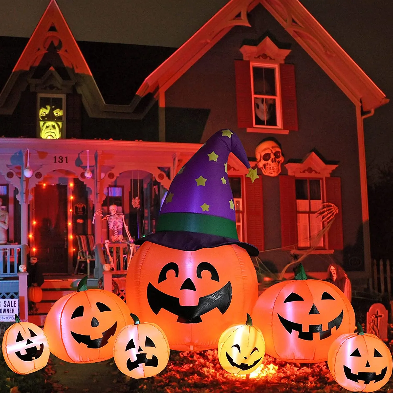 Kalolary Decorazioni Zucca Gonfiabili di Halloween da 7,9 Piedi, Blow Up Pumpkin Decoration for Yard Pumpkin Gonfiabili Decorazi