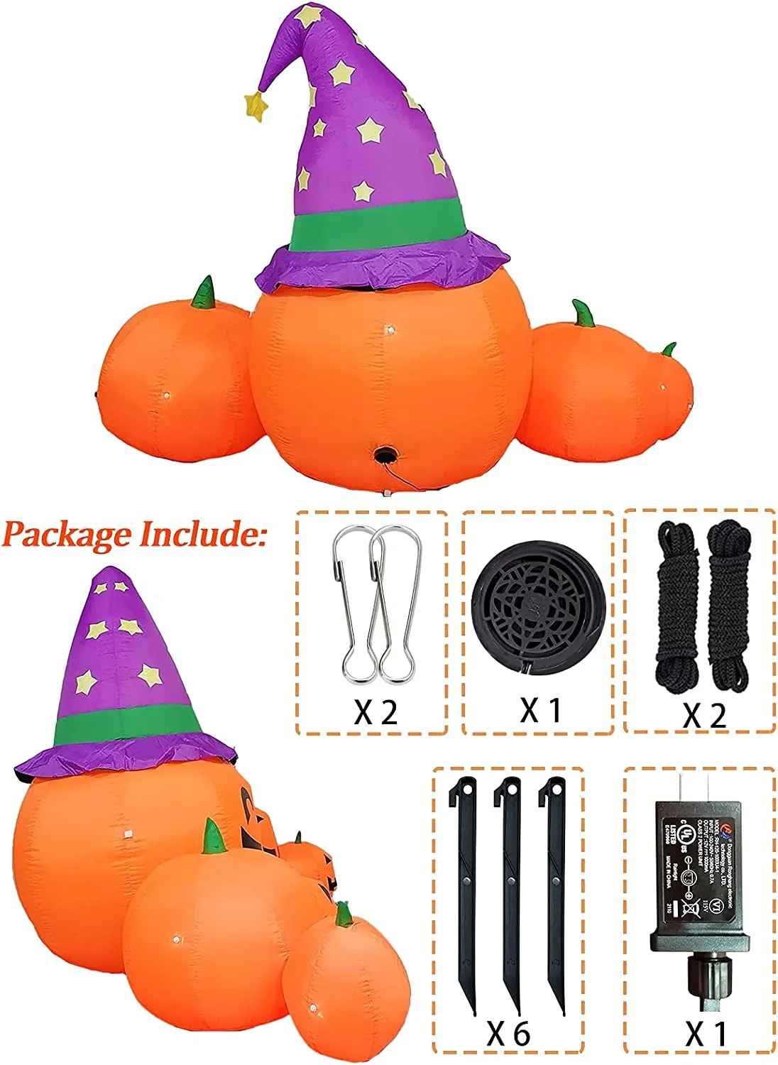 Kalolary Decorazioni Zucca Gonfiabili di Halloween da 7,9 Piedi, Blow Up Pumpkin Decoration for Yard Pumpkin Gonfiabili Decorazi