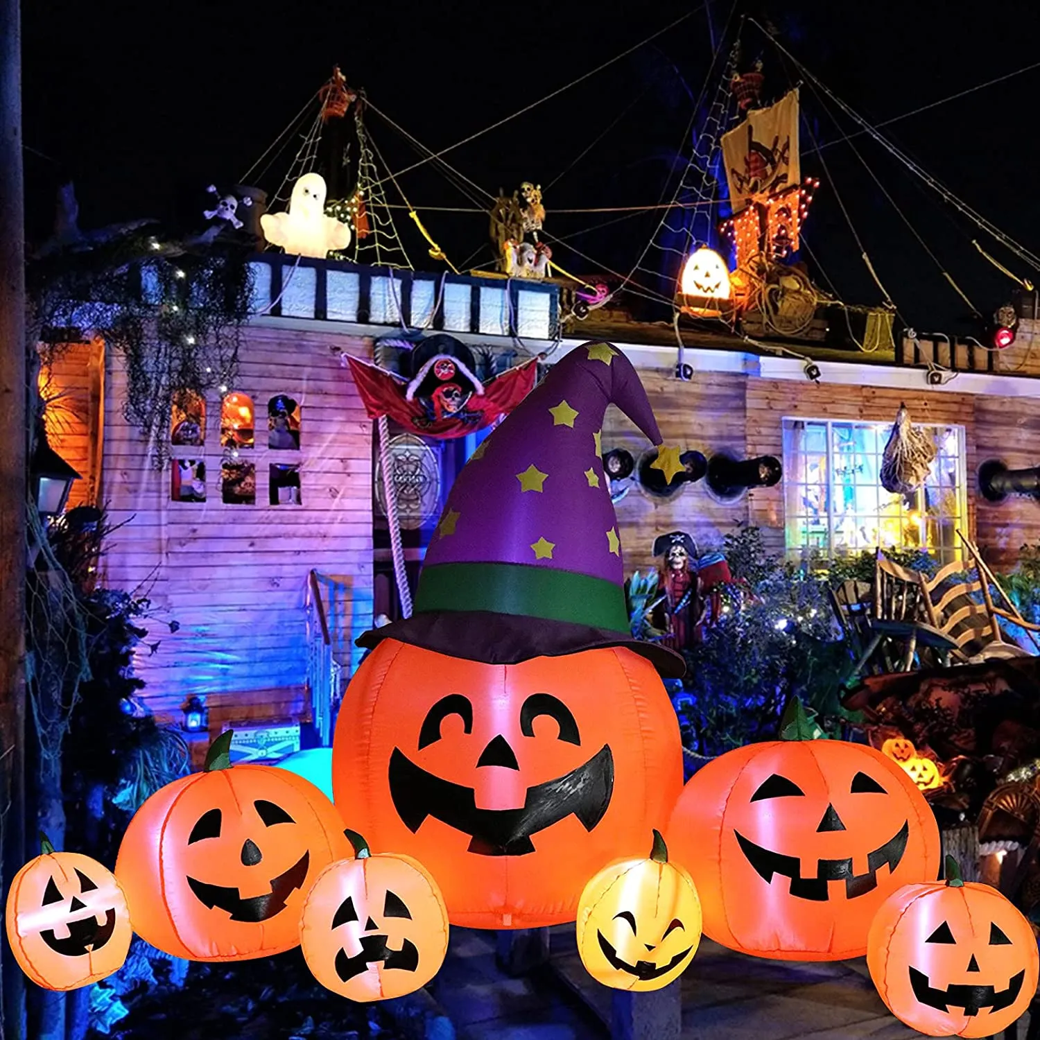 Kalolary Decorazioni Zucca Gonfiabili di Halloween da 7,9 Piedi, Blow Up Pumpkin Decoration for Yard Pumpkin Gonfiabili Decorazi