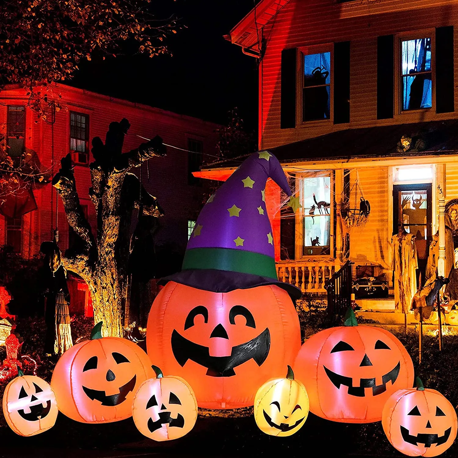 Kalolary Decorazioni Zucca Gonfiabili di Halloween da 7,9 Piedi, Blow Up Pumpkin Decoration for Yard Pumpkin Gonfiabili Decorazi