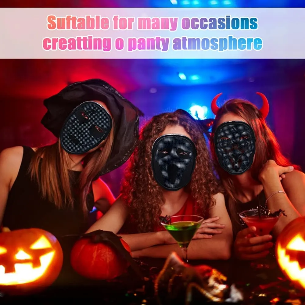KKTECT Maschera illuminante Maschera LED 45 Animazioni, 70 Immagini, Modelli/Testi Fai-da-Te, Caricamento di Foto Maschera LED c