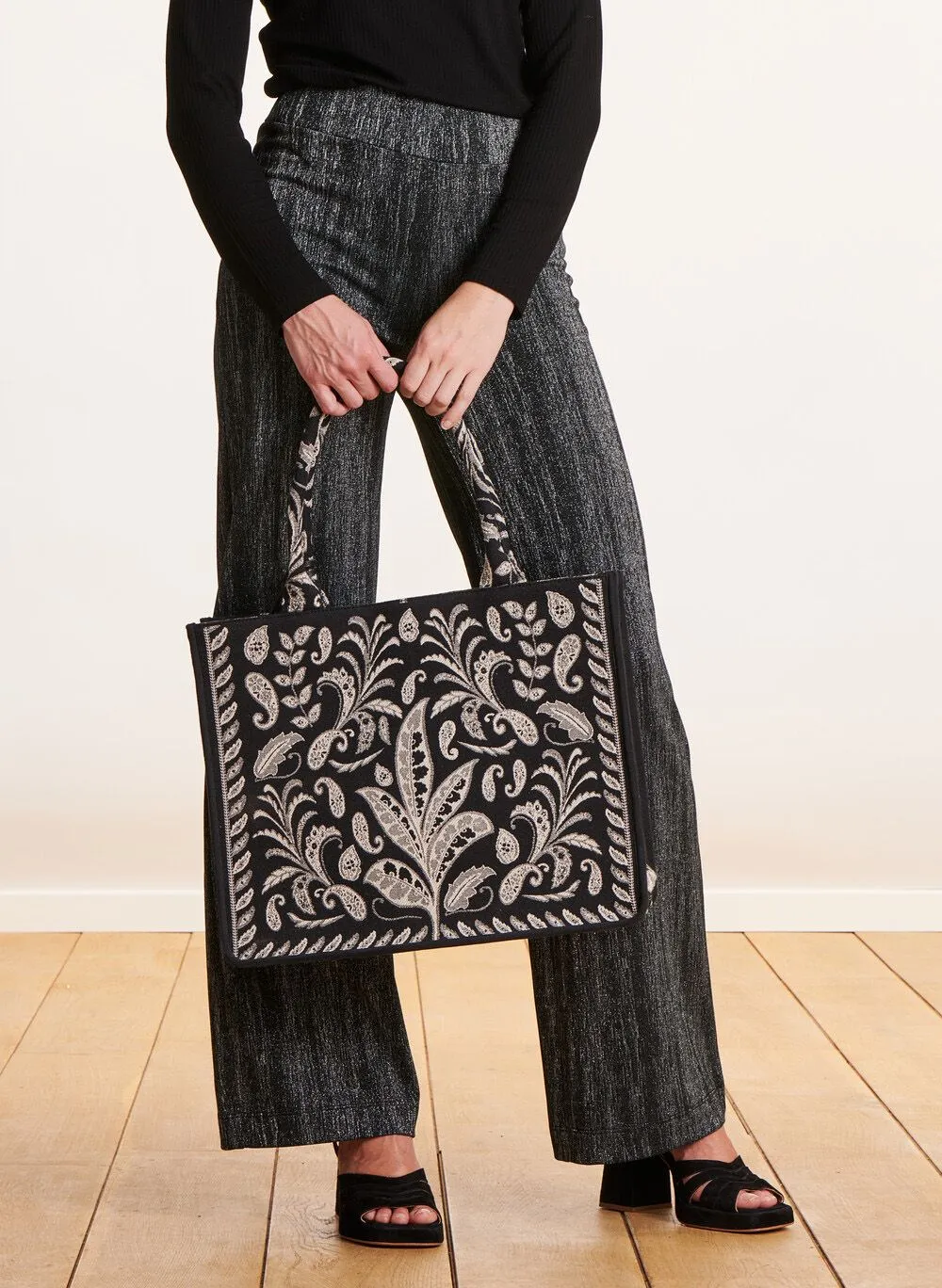  LA FEE MARABOUTEE   Borsa tote in jacquard di cotone | Nero