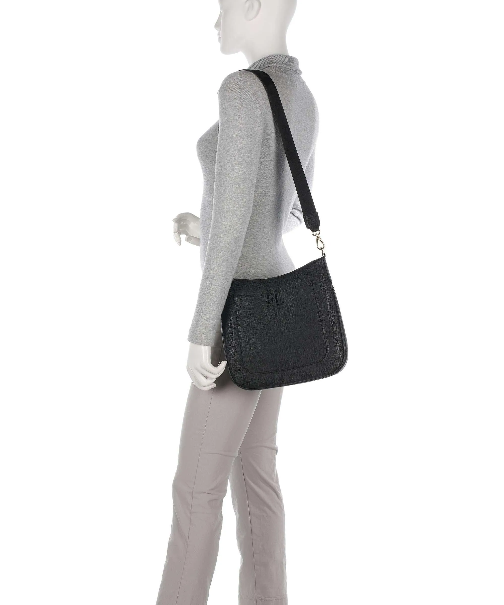  Lauren Ralph Lauren Cameryn 27 Borsa a tracolla pelle di vacchetta grana nero  