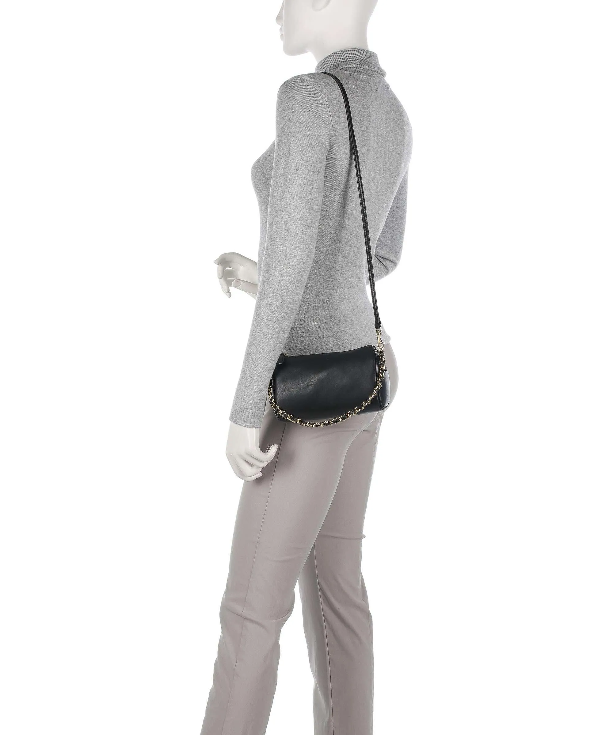 Lauren Ralph Lauren Emelia Small Borsa a spalla pelle di pecora nero  