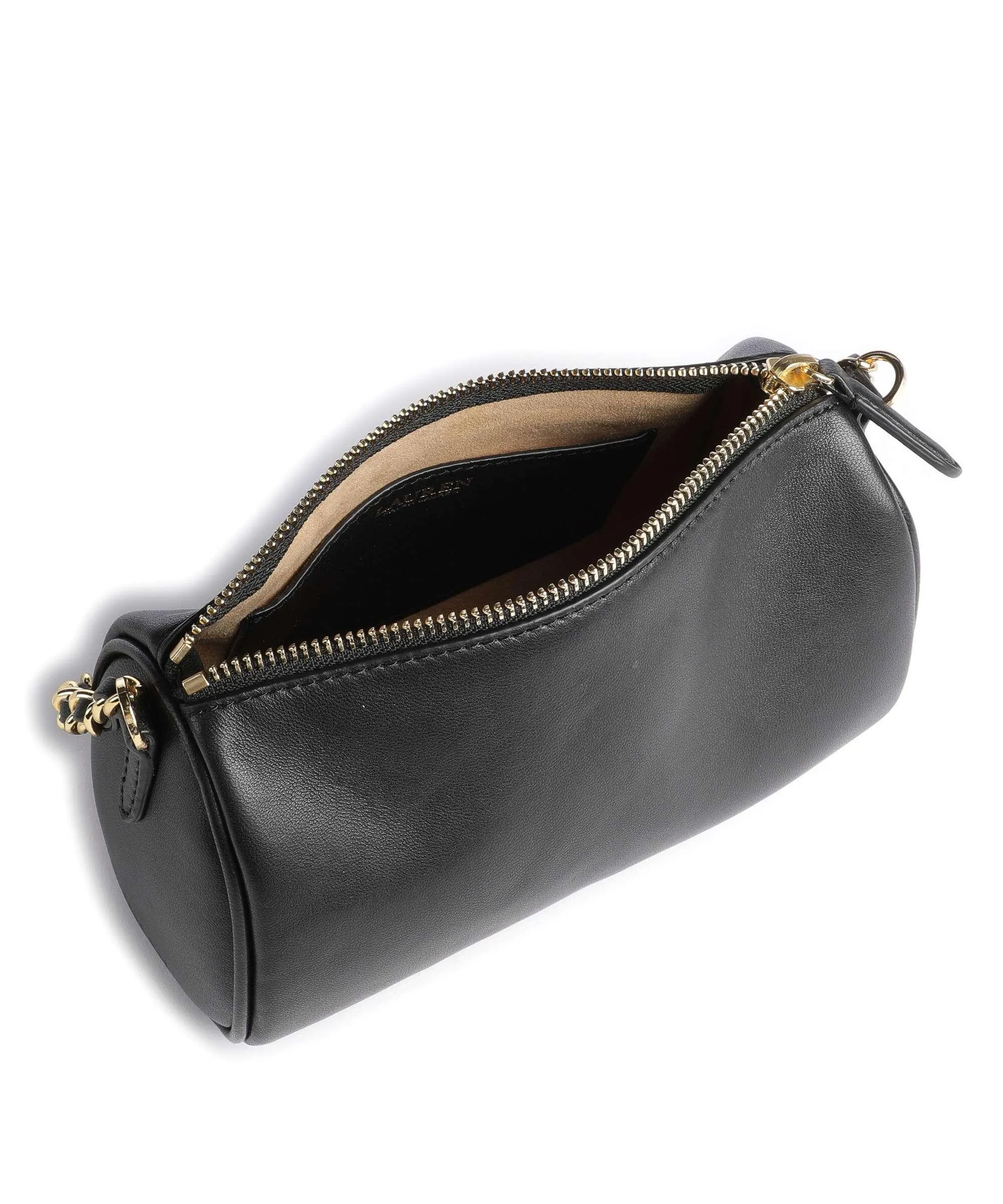  Lauren Ralph Lauren Emelia Small Borsa a spalla pelle di pecora nero  