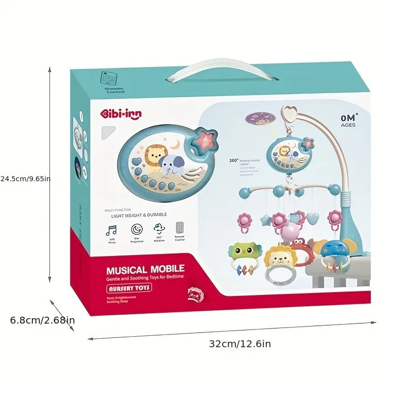 Lettino musicale multifunzionale con telecomando per bambini, campana, luce di proiezione, Natale, Halloween, regali del Ringraz