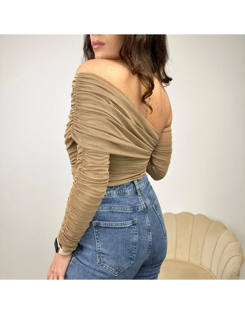 MAGLIA ASIMMETRICA BEIGE