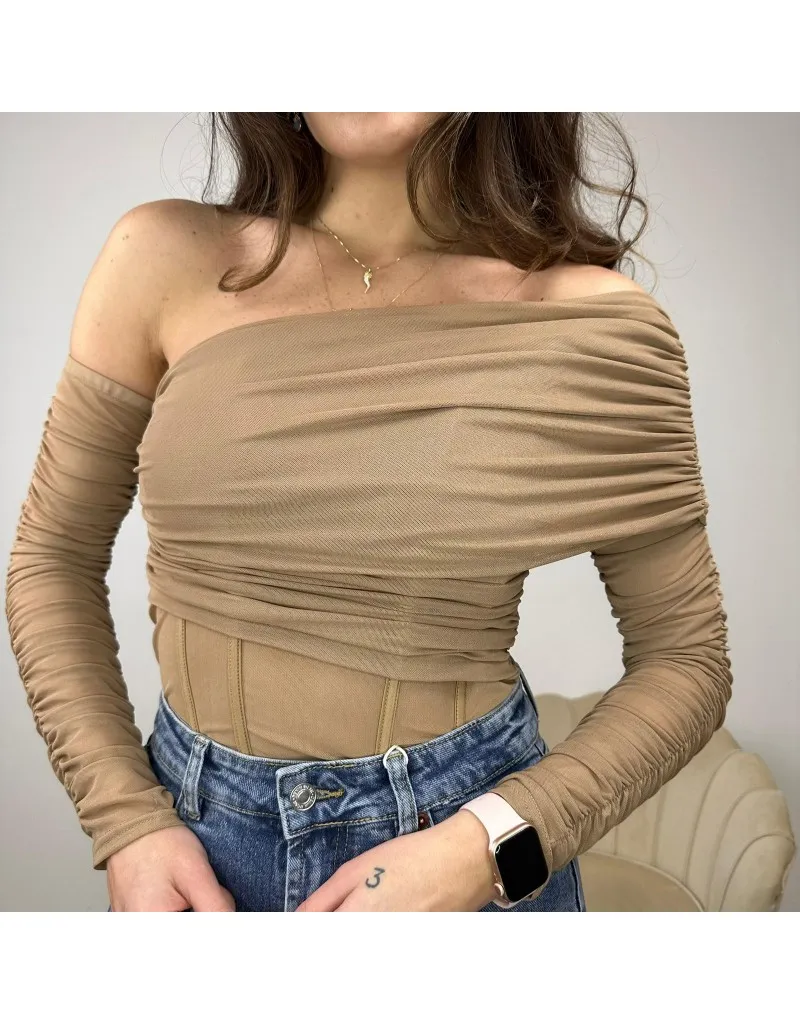 MAGLIA ASIMMETRICA BEIGE