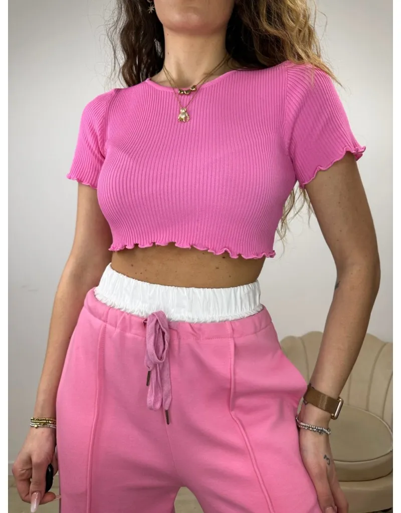 MAGLIA CROP JESSICA FUCSIA