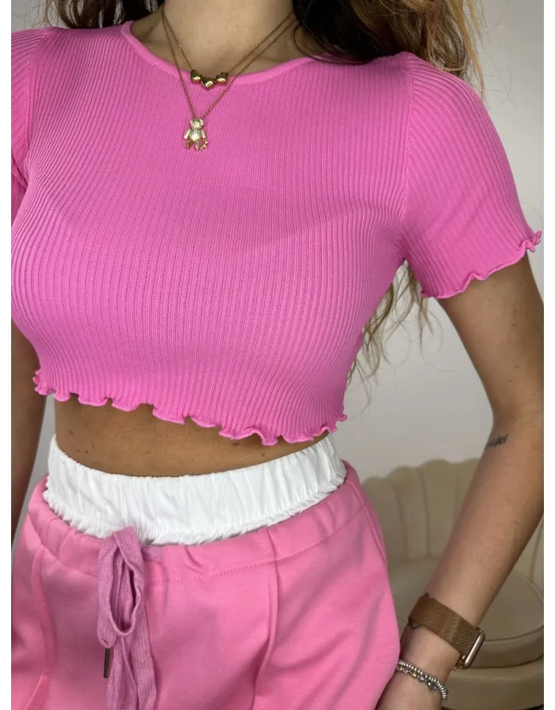 MAGLIA CROP JESSICA FUCSIA