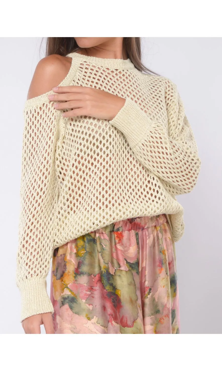 MAGLIA PANNA IN MISTO COTONE