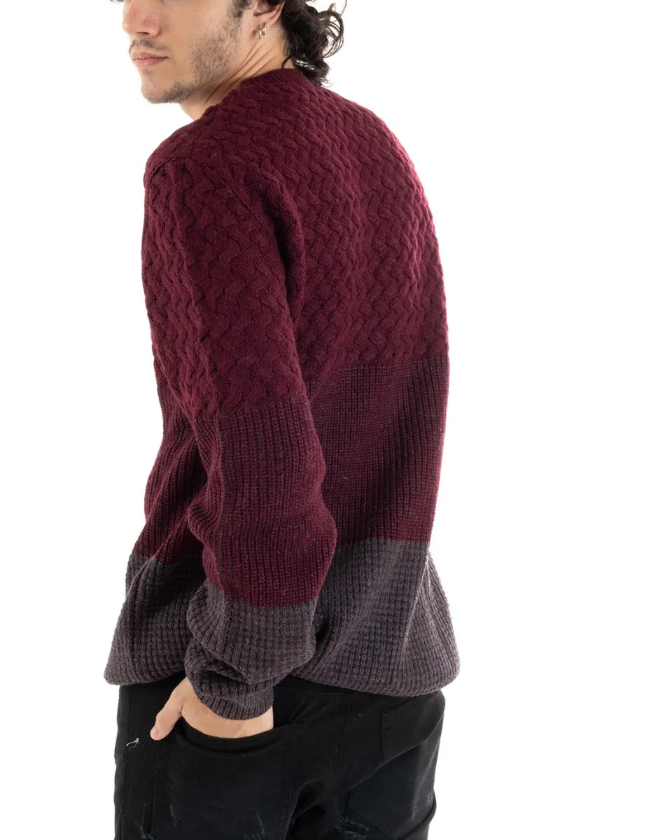 Maglioncino Uomo Maglia Girocollo Righe Bordeaux GIOSAL-M1662A