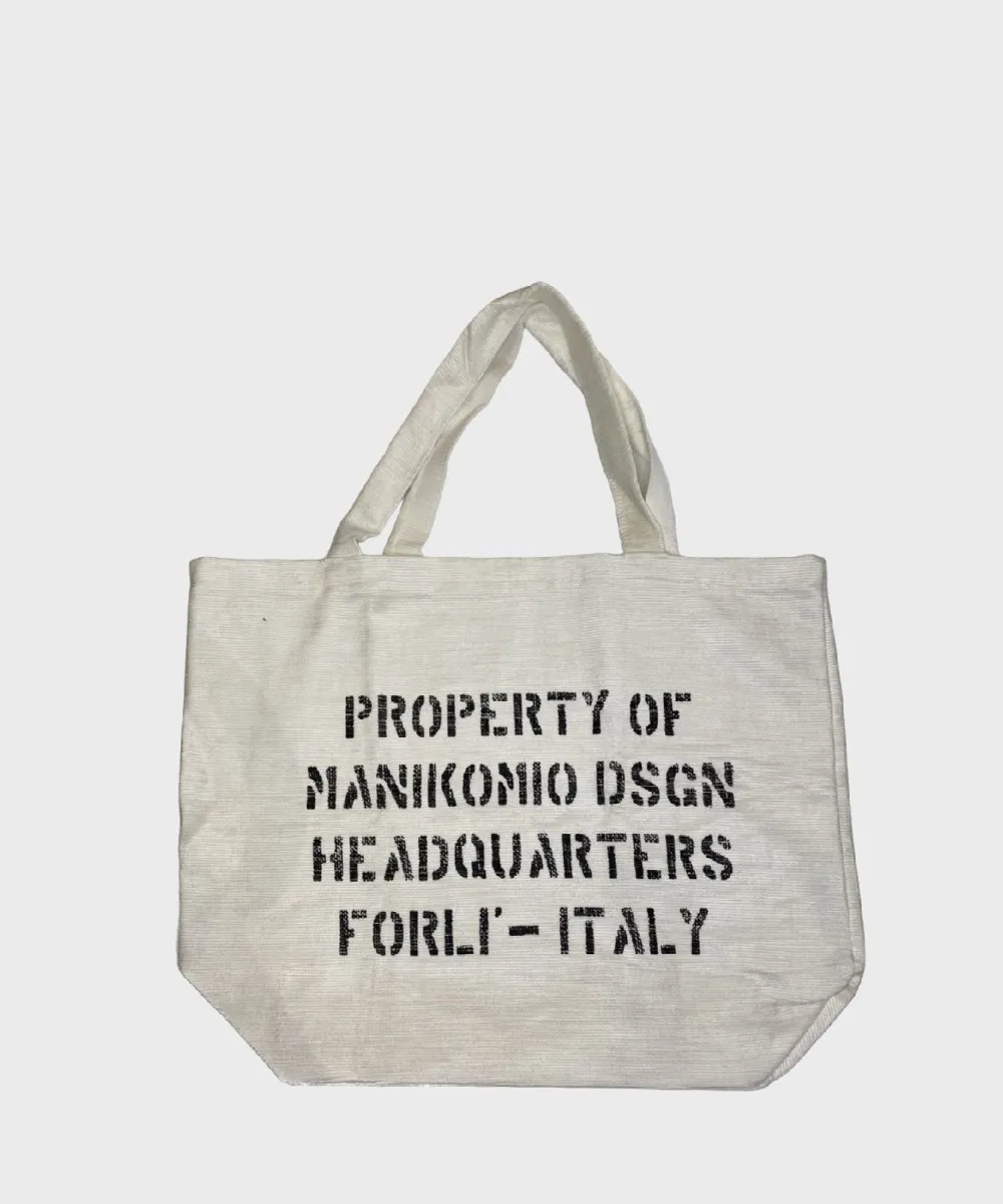 Manikomio Dsgn Utility borsa shopper in vellutino bianco