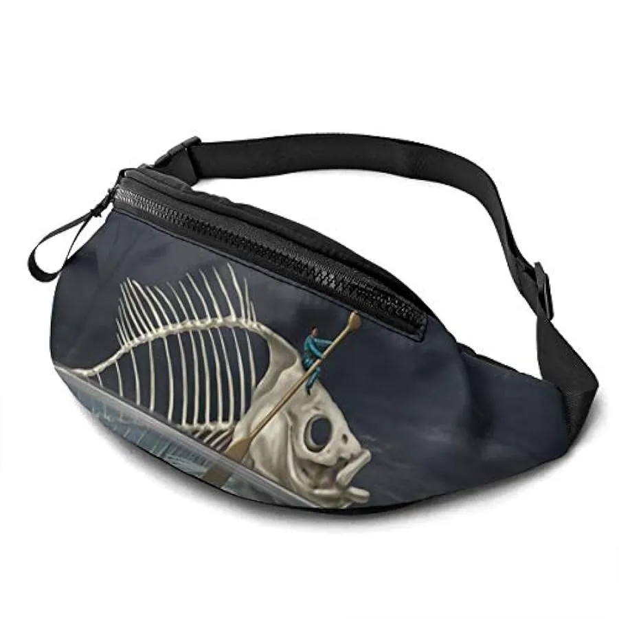 Marsupio per Uomo Donna,Marsupio Scheletro di Pesce con Cintura Tasca a Tracolla Regolabile Borsa a Tracolla Borsa sul Petto per