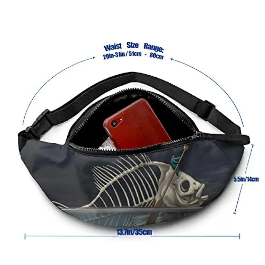 Marsupio per Uomo Donna,Marsupio Scheletro di Pesce con Cintura Tasca a Tracolla Regolabile Borsa a Tracolla Borsa sul Petto per