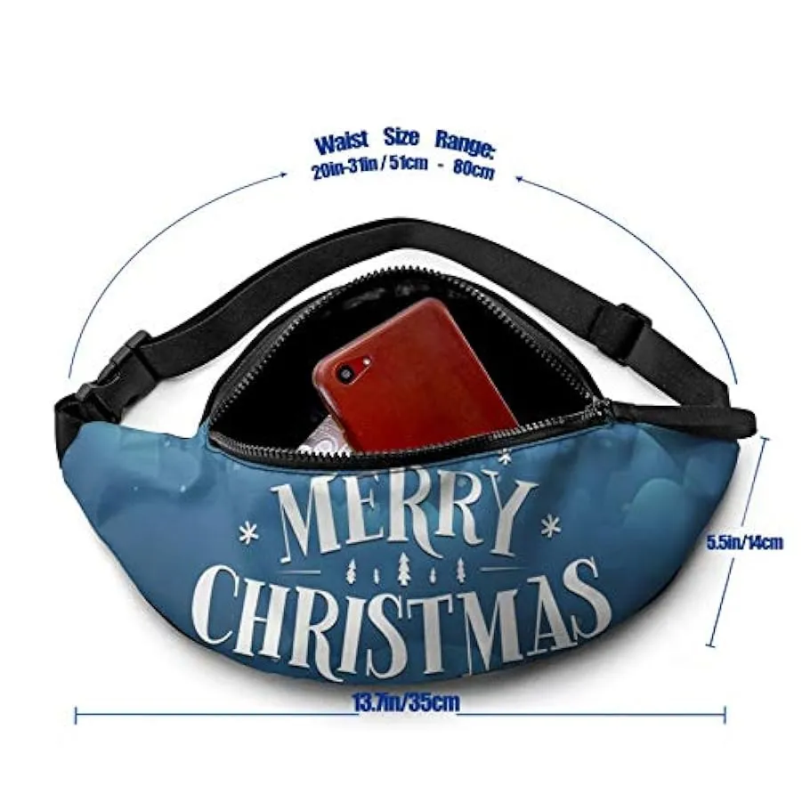 Marsupio per Uomo Donna,Merry Christmas Marsupio con Cintura Tasca a Tracolla Regolabile Borsa a Tracolla Borsa sul Petto per Vi