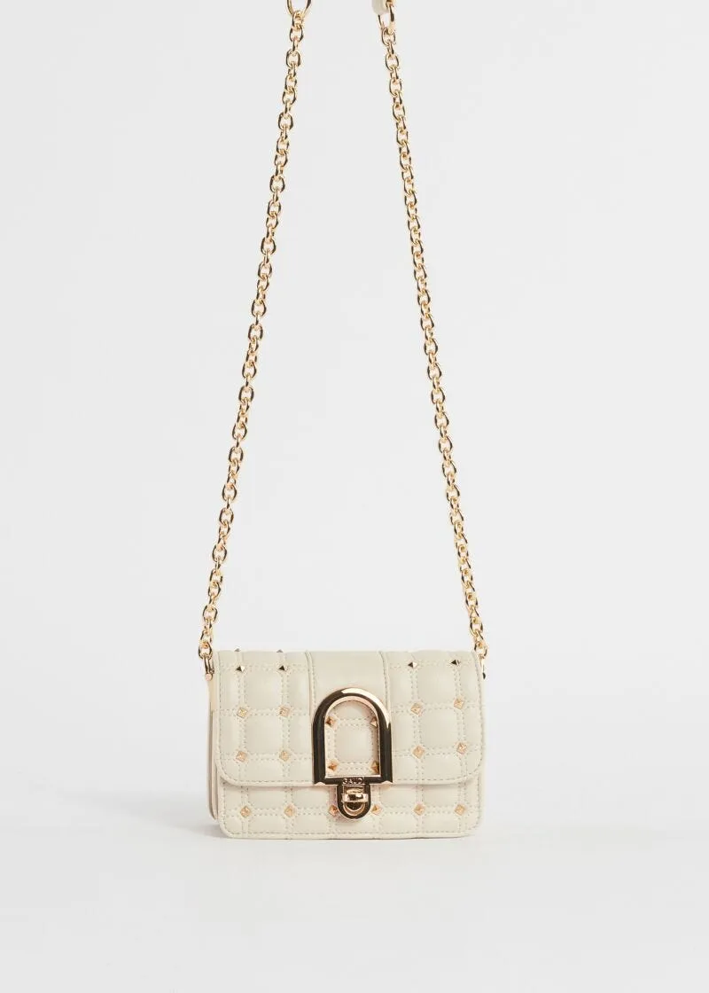 Mini crossbody matelassé con borchie