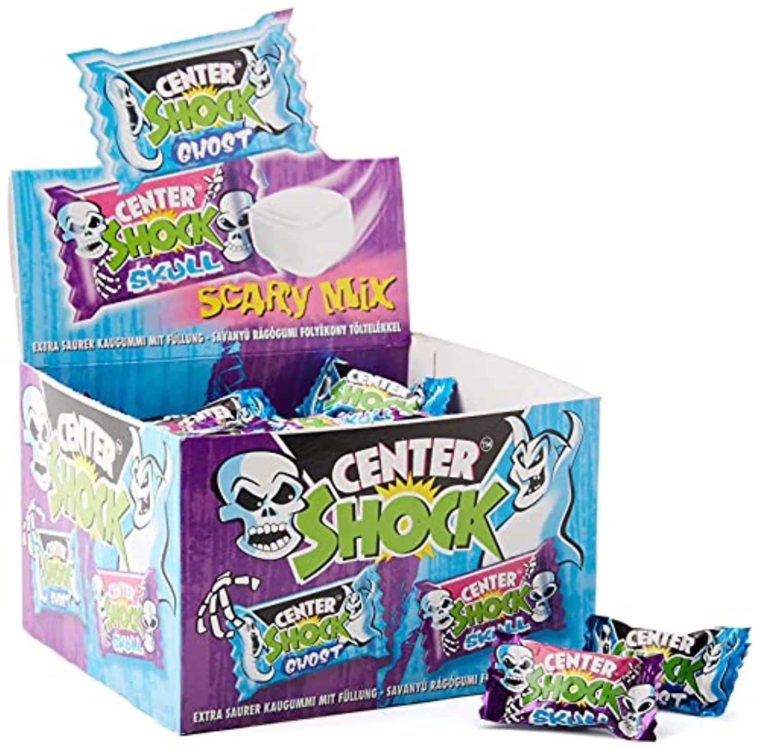 Mix spaventoso di shock centrale | Scatola con 100 Kaugummis | Extra-sauer | Zufallsgeschmack