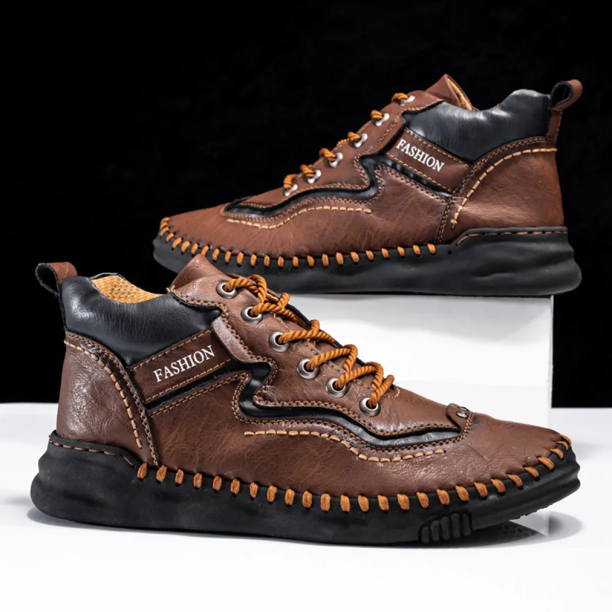 Nuovo autunno stivali di pelle fatti a mano scarpe da uomo stivali casual inverno kaki retro caviglia in pelle botas utensili ve