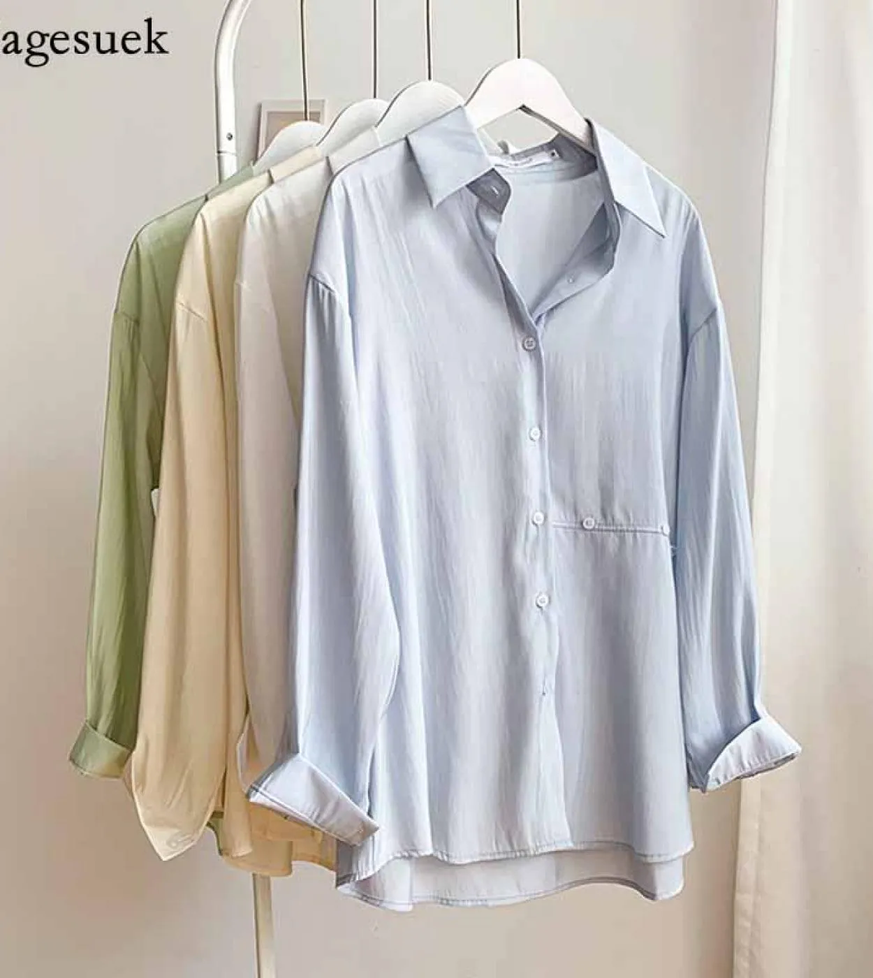 Nuovo colletto rovesciato manica lunga abbottonatura camicie autunno casual donna allentata camicie camicetta di cotone donna to