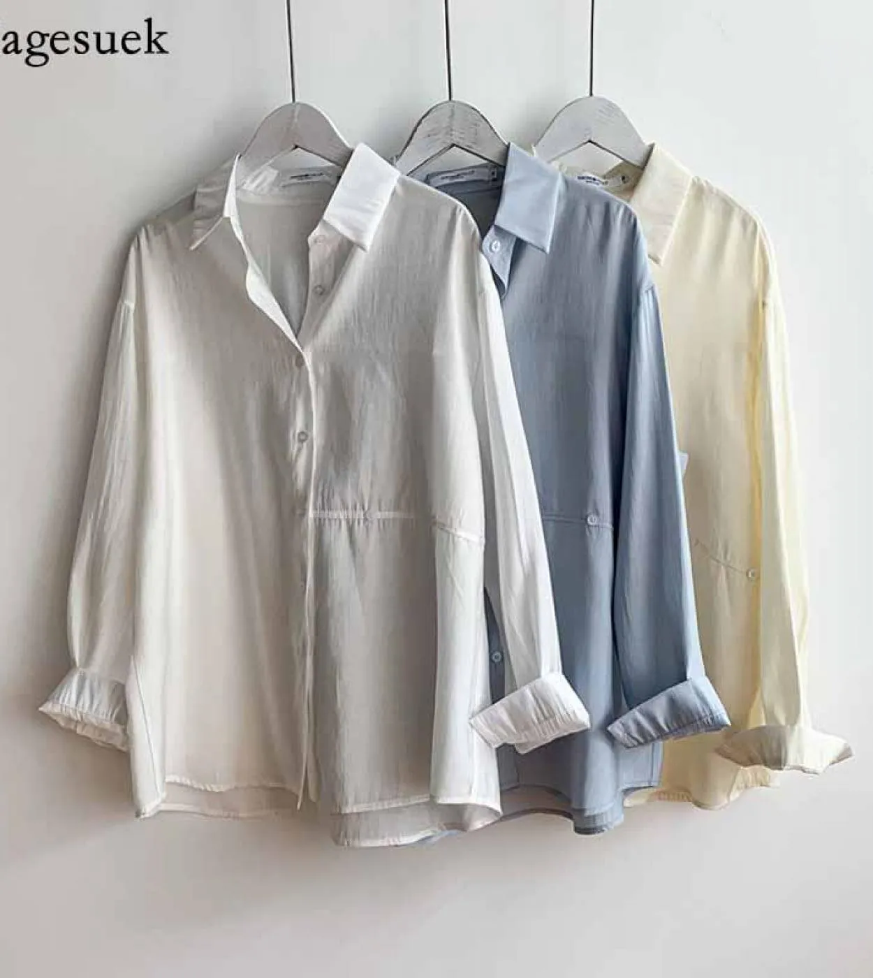 Nuovo colletto rovesciato manica lunga abbottonatura camicie autunno casual donna allentata camicie camicetta di cotone donna to
