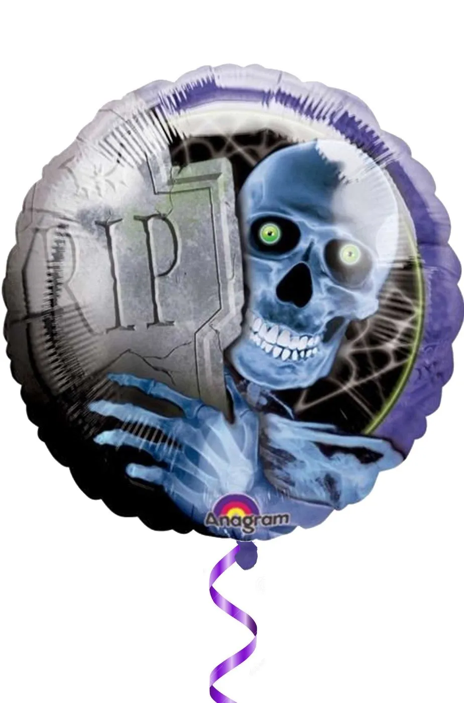Palloncino Halloween prismatico da gonfiare a elio 45cm scheletro