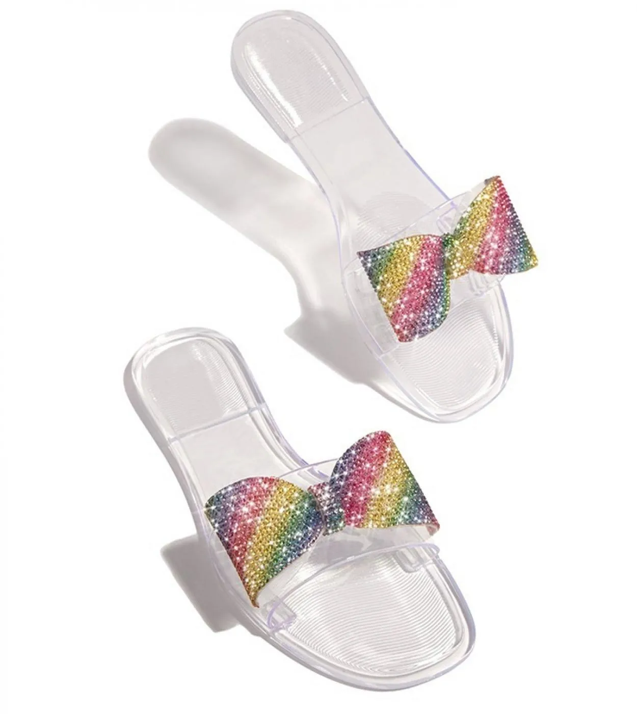 Pantofole da donna trasparenti Estate Donna Ballerine in cristallo arcobaleno Laide Ciabatte aperte Scarpe da spiaggia femminili