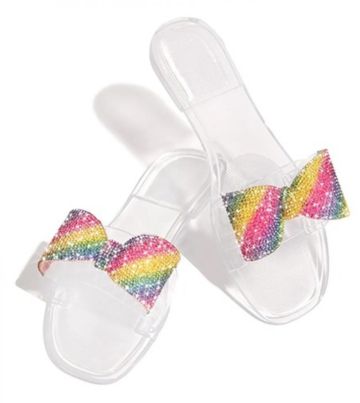 Pantofole da donna trasparenti Estate Donna Ballerine in cristallo arcobaleno Laide Ciabatte aperte Scarpe da spiaggia femminili