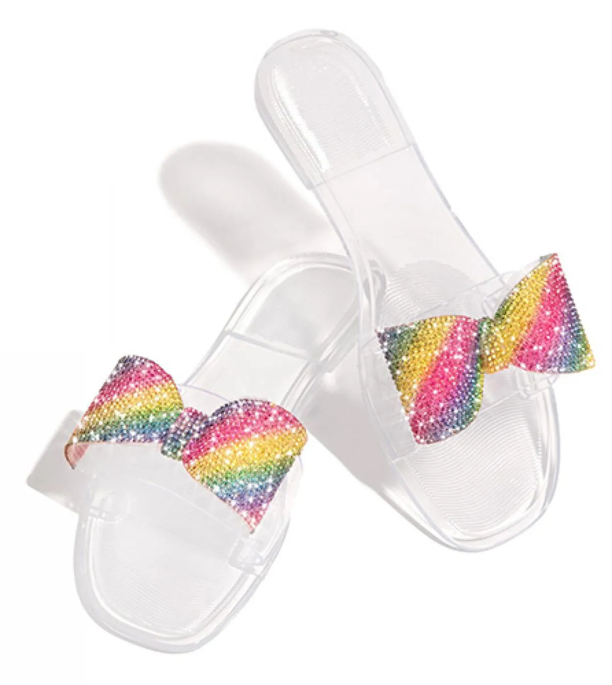 Pantofole da donna trasparenti Estate Donna Ballerine in cristallo arcobaleno Laide Ciabatte aperte Scarpe da spiaggia femminili