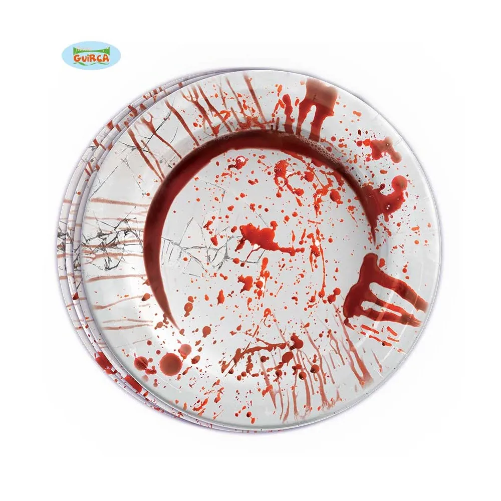 Piatti Insanguinati per Halloween 23 cm Decorazioni Tavola Stoffa Addobbi