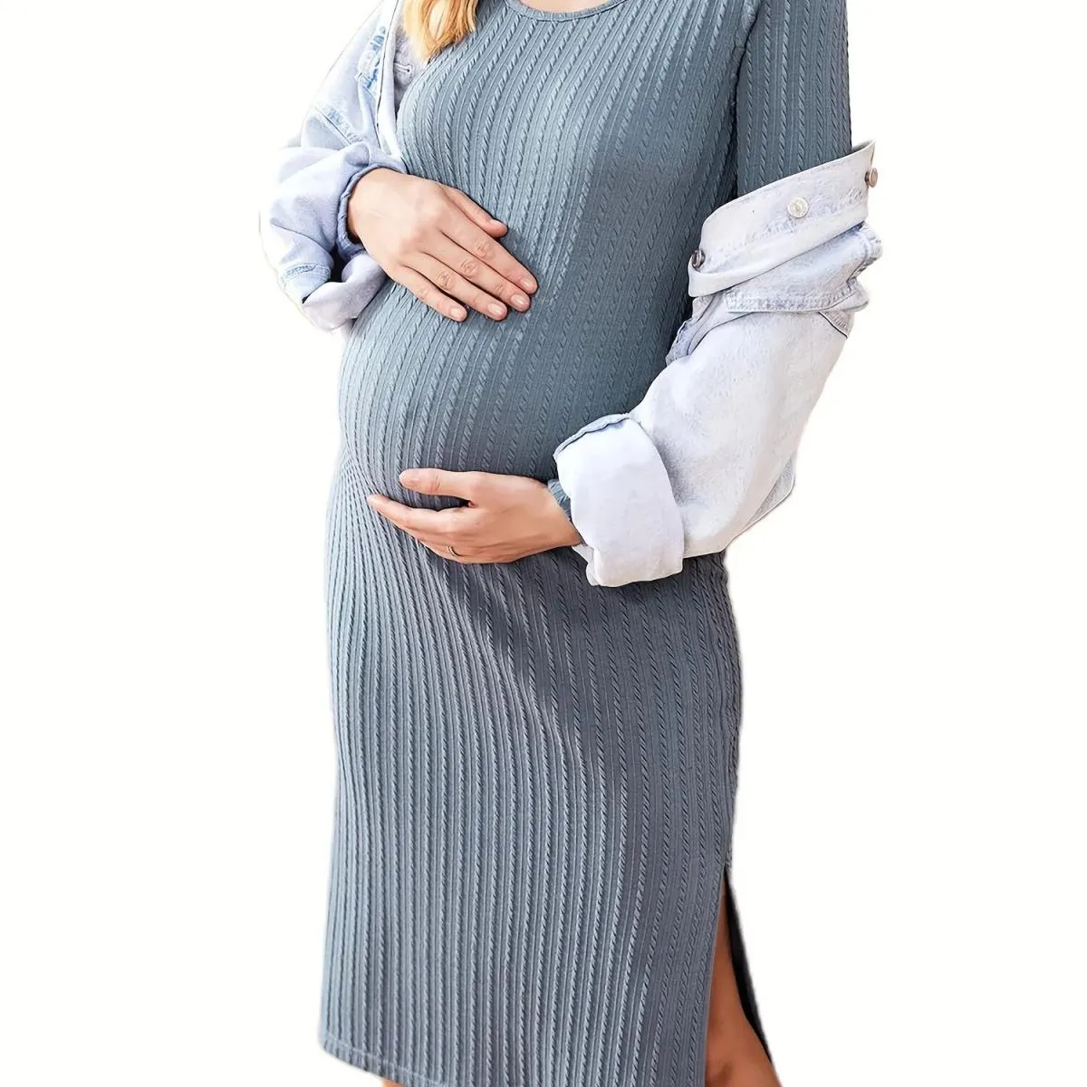 Pullover premaman da donna primavera autunno girocollo manica lunga lunghezza al ginocchio abiti regolari