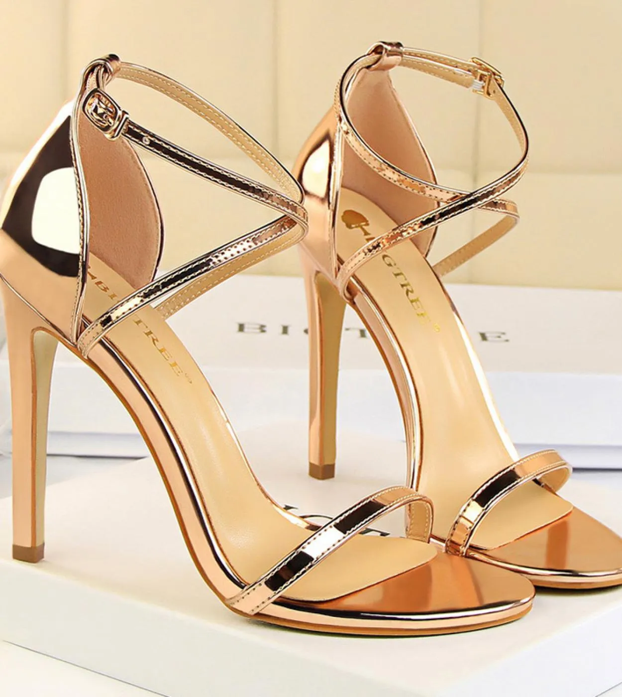 Sandali con tacco donna Summer Fetish 8cm 11cm Tacchi alti Roman Gold Strappy Tacchi bassi Lady Gladiators Stiletto Stripper Par