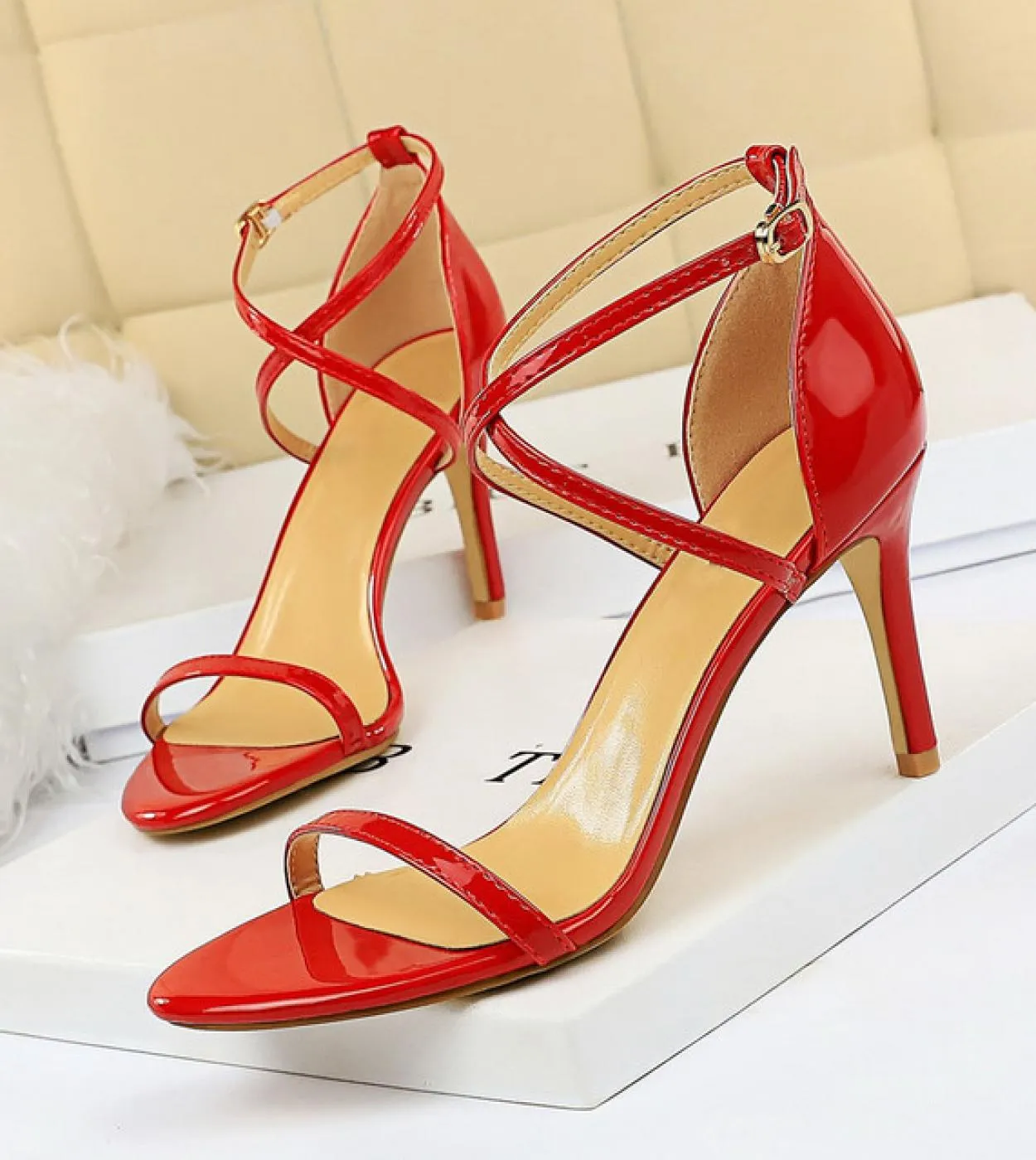 Sandali con tacco donna Summer Fetish 8cm 11cm Tacchi alti Roman Gold Strappy Tacchi bassi Lady Gladiators Stiletto Stripper Par