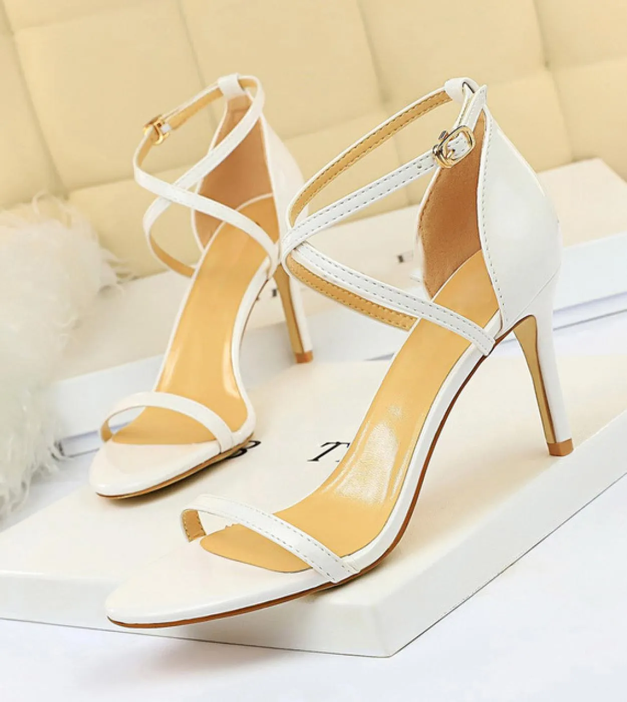 Sandali con tacco donna Summer Fetish 8cm 11cm Tacchi alti Roman Gold Strappy Tacchi bassi Lady Gladiators Stiletto Stripper Par