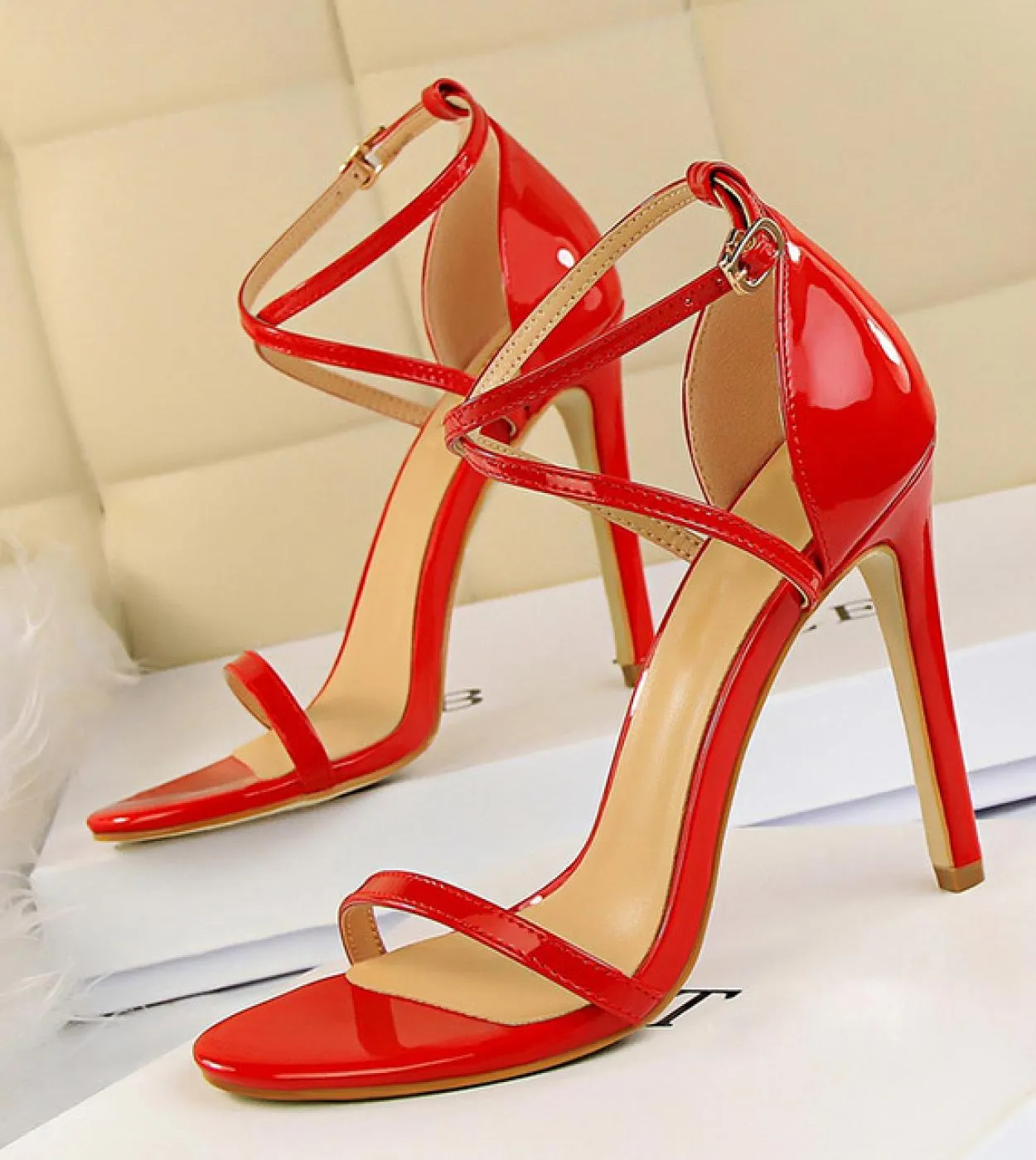 Sandali con tacco donna Summer Fetish 8cm 11cm Tacchi alti Roman Gold Strappy Tacchi bassi Lady Gladiators Stiletto Stripper Par